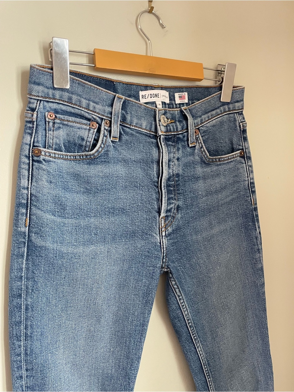 RE/DONE High Rise Ankle Crop Mid 70's Size 25 Denim Casual - Picture 3 of 11
